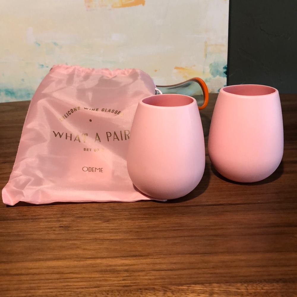 Pink Silicone Wine Glasses